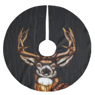 Wooden Wood Deer Rustic Country Unique Farmhouse Brushed Polyester Tree Skirt