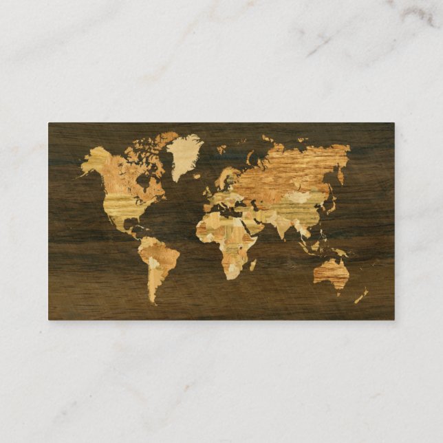 Wooden World Map Business Card (Back)