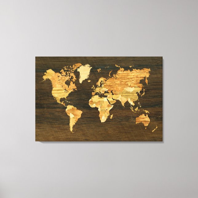 Wooden World Map Canvas Print (Front)