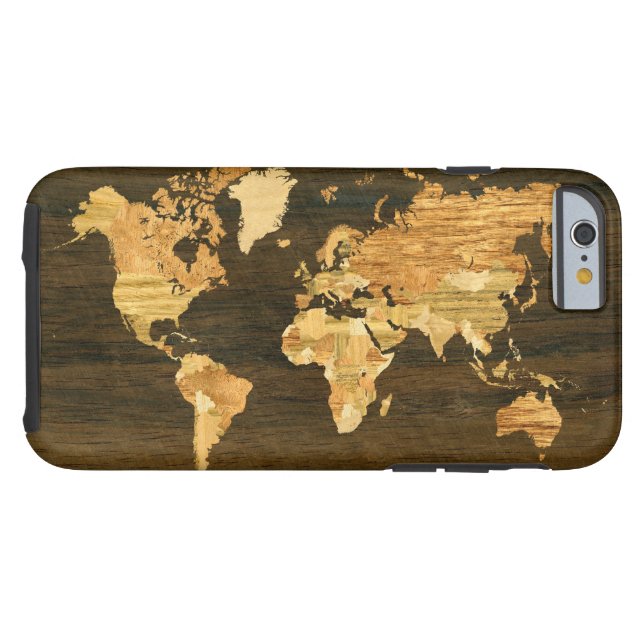 Wooden World Map Case-Mate iPhone Case (Back Horizontal)