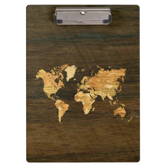 Wooden World Map Clipboard (Front)