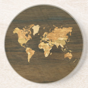Wooden World Map Coaster