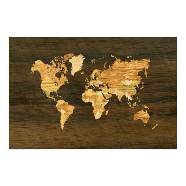 Wooden World Map Photo Print (Front)