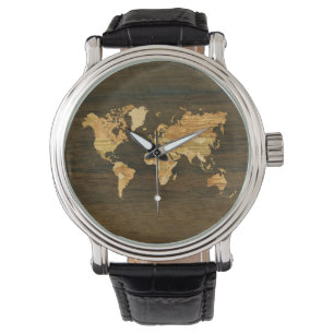 Wooden World Map Watch