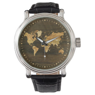 Wooden World Map Watch