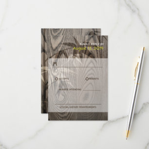 Woodgrain Bamboo Leaves Oriental Wedding RSVP Card