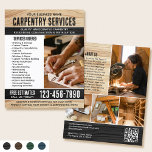 Woodgrain Carpenter Handyman Rustic Black Flyer<br><div class="desc">Attract more customers to your business with this stylish marketing flyer. A perfect choice if you're looking for a rustic, natural or handcrafted vibe. Featuring a woodgrain texture and rustic bold lettering, with five photos to showcase your work. Personalise the template with your name, headline, description, list of services, a...</div>