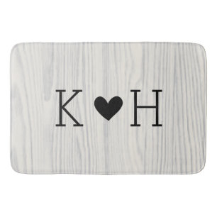 Woodgrain Couple's Initials Personalised Wedding Bath Mat