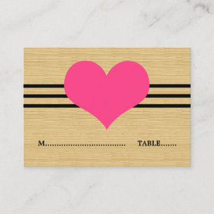 Woodgrain Mod Heart Place Card, Pink Card