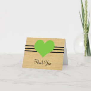 Woodgrain Mod Heart Thank You Card, Green Card