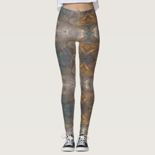 Woodgrain Pattern Neutral Brown Striped Abstract Leggings