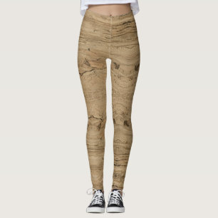 Woodgrain Photo Brown Natural Striped Pattern Leggings