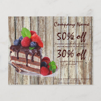 woodgrain rustic dessert chocolate cake bakery flyer
