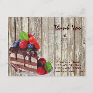 woodgrain rustic dessert chocolate cake bakery postcard