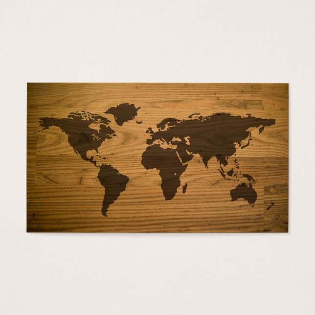 Woodgrain Textured World Map (Front)