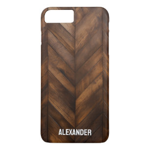 Woodgrain Varnished Wood Herringbone Custom Name Case-Mate iPhone Case