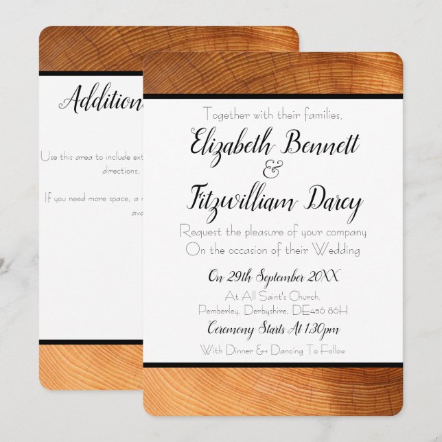 Woodgrain Wedding Invitation (Front/Back)