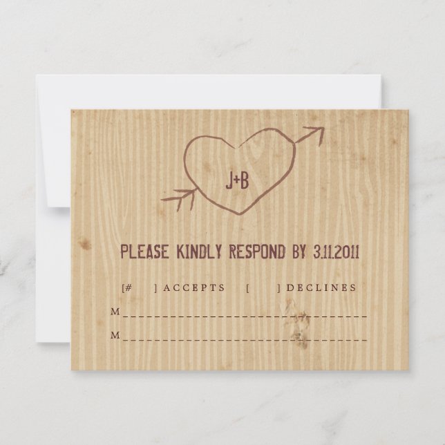 Woodgrain with Heart Response Card (Front)