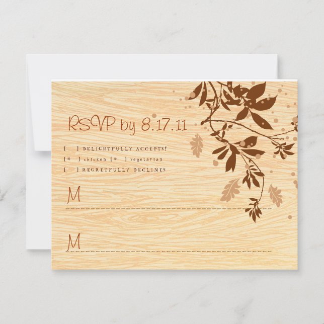 Woodgrain with Vines RSVP Card (Front)
