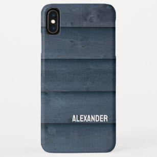 Woodgrain Wood Black Dark Blue Planks Custom Name Case-Mate iPhone Case