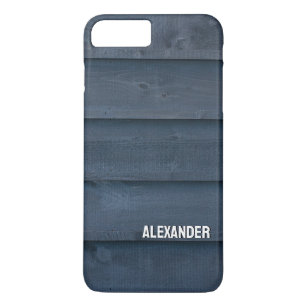 Woodgrain Wood Black Dark Blue Planks Custom Name Case-Mate iPhone Case