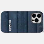 Woodgrain Wood Black Dark Blue Planks Custom Name Case-Mate iPhone Case (Back (Horizontal))