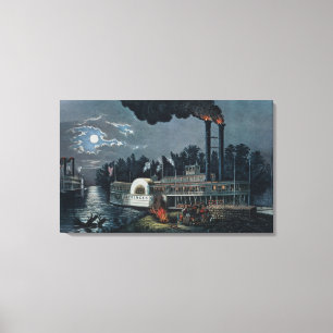 Wooding up' on the Mississippi Canvas Print