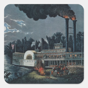 Wooding up' on the Mississippi Square Sticker
