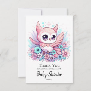 Woodland Adorable Owl Baby Shower Thank You Card