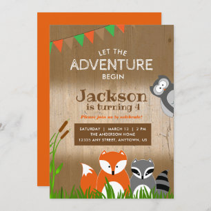 Woodland Adventure Animals   Birthday Party Invitation