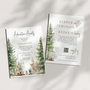 Woodland Adventure Awaits   All in One Baby Shower Invitation