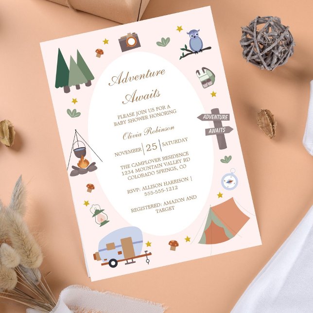 Woodland Adventure Awaits Camping Baby Shower Invitation (Creator Uploaded)