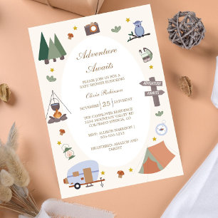 Woodland Adventure Awaits Camping Baby Shower Invitation