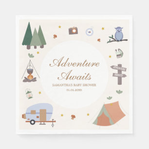 Woodland Adventure Awaits Camping Baby Shower Napkin