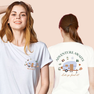 Woodland Adventure Awaits Camping Mama  T-Shirt