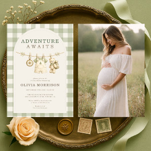 Woodland Adventure Awaits Photo Baby Shower Invitation