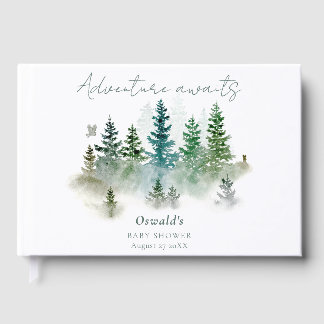 Woodland Adventure Awaits Watercolor Baby Shower Guest Book