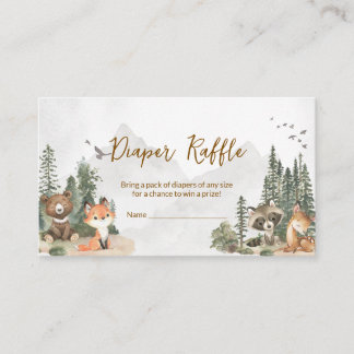 Woodland Adventure Baby Shower Diaper Raffle Enclosure Card