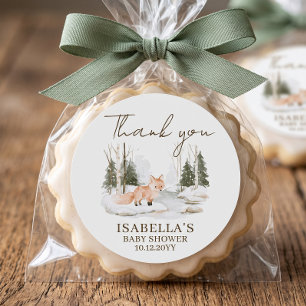 Woodland Adventure Baby Shower Thank You Classic Round Sticker