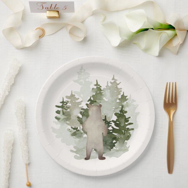 Woodland Adventure Gender Neutral Baby Shower Paper Plate (Wedding)