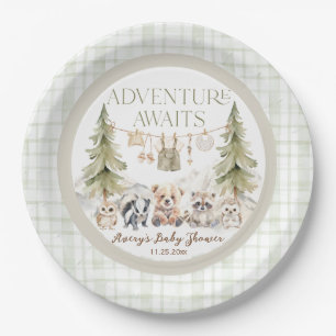 Woodland Adventure Oh Boy Baby Shower Paper Plate