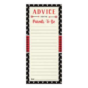 Woodland Advice Card, Baby Shower, Buffalo Plaid Rack Card