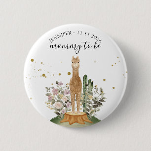Woodland Alpaca Mummy to Be 6 Cm Round Badge