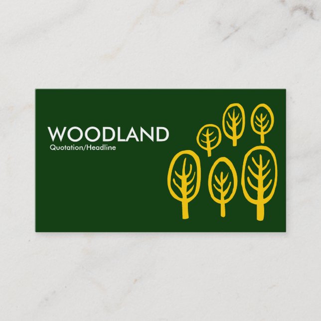 Woodland - Amber on Dark Green Business Card (Front)