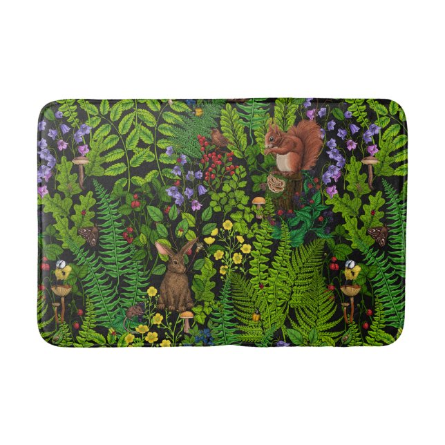Woodland amimals and plants bath mat (Front)