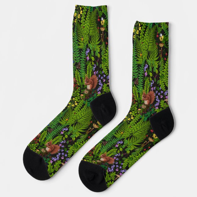 Woodland amimals and plants socks (Left)