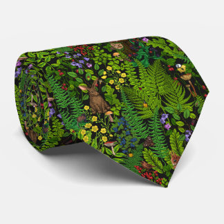 Woodland amimals and plants tie