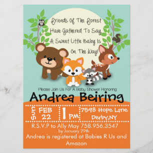Woodland and Fox Baby Shower Invitation