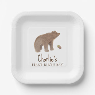 Woodland Animal 1st Birthday Party Paper Plate
