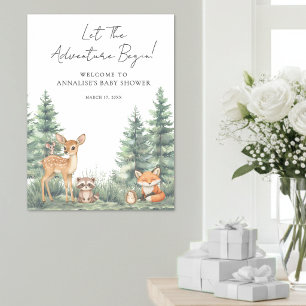 Woodland Animal Adventure Baby Shower Welcome Sign